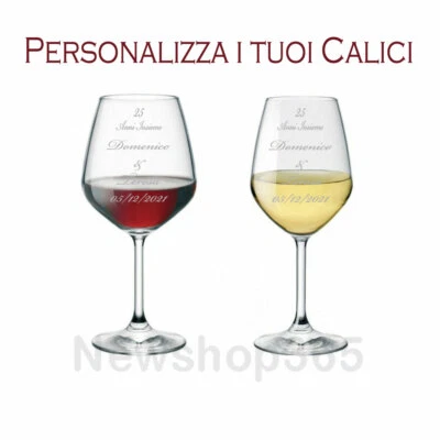 BORMIOLI ROCCO Bicchiere di vino calice personalizzato incisione laser regalo matrimonio festa