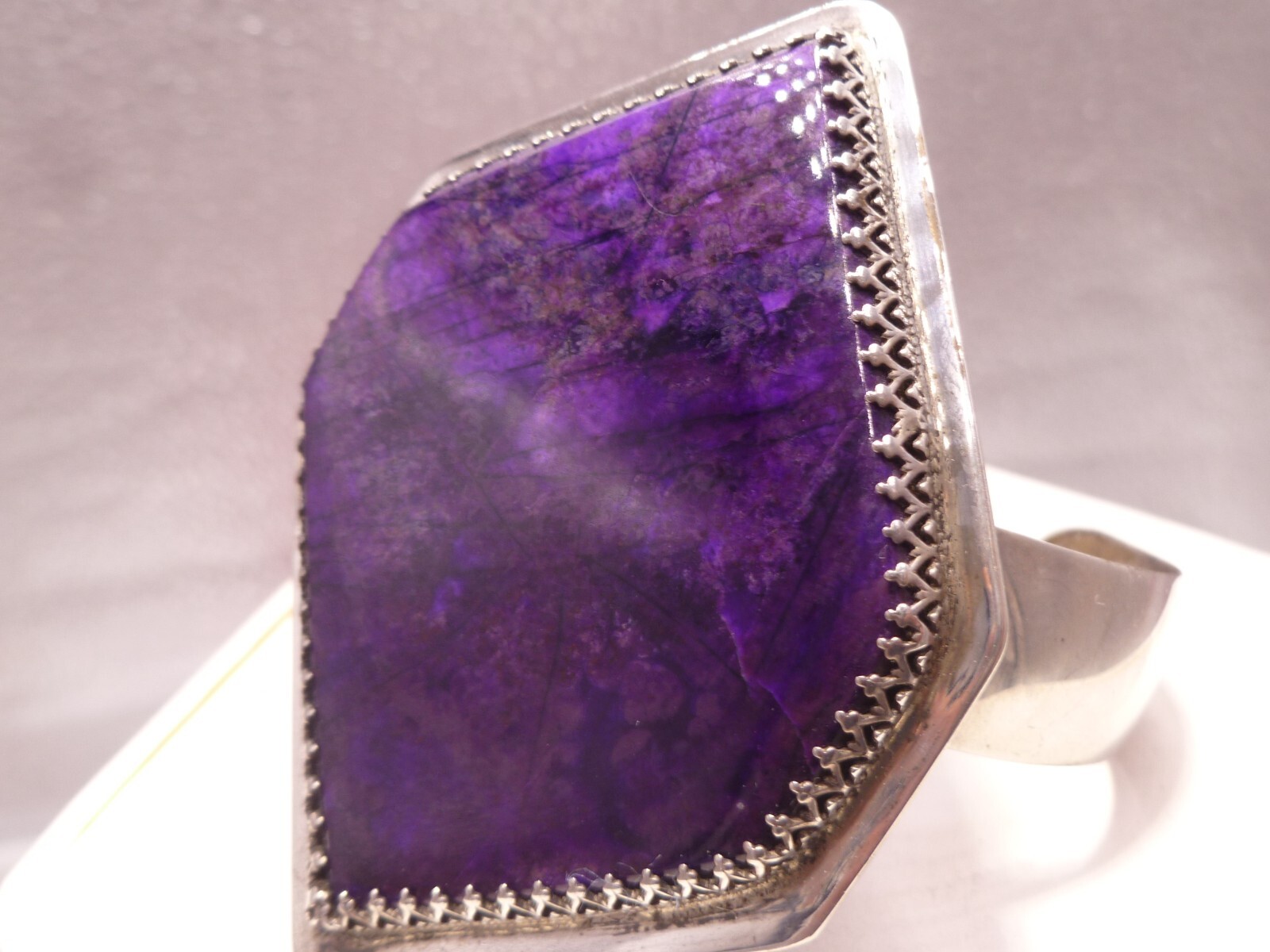 Unsigned Purple Sugilite Large Cuff Bracelet Ster… - image 6