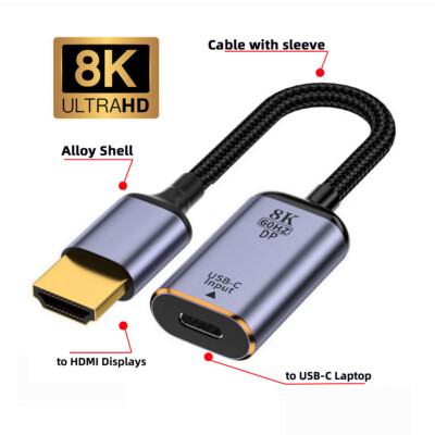 CABLECY USB-C Type C Female Source to HDMI Sink HDTV Cable for Tablet Laptop