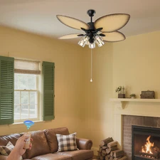 Ceiling Fan with Light Remote Control Reversible 5 Palm Tropical Blades 52 inch