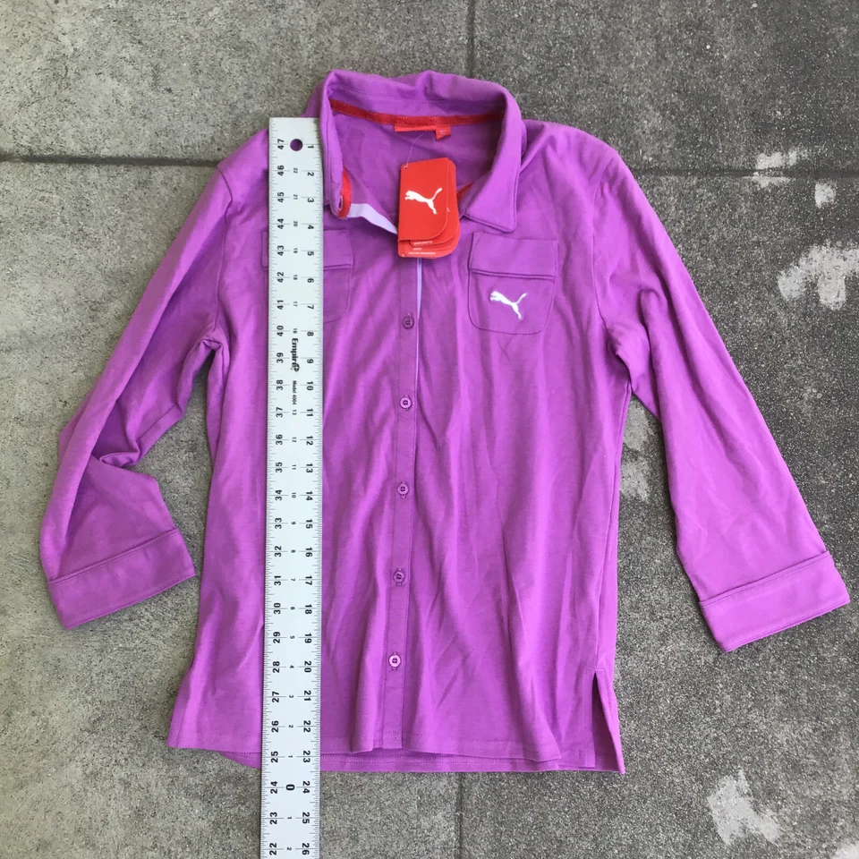 NUEVO CON ETIQUETAS PUMA Golf Polo Mujer Grande Iris Orquídea Púrpura Manga 3/4 Foto 4 de 4