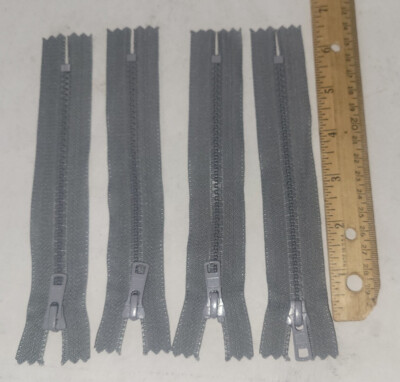 Lot of 24 Grey Vislon 6 inch Non Seperating Zipper YKK 5VS 6''