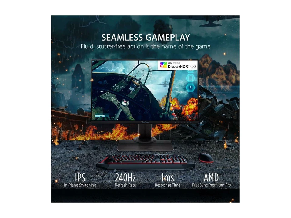 ViewSonic XG2431 24 Inch 1080p 240Hz 1ms Gaming Monitor with AMD FreeSync Premiu - Image 2 of 4