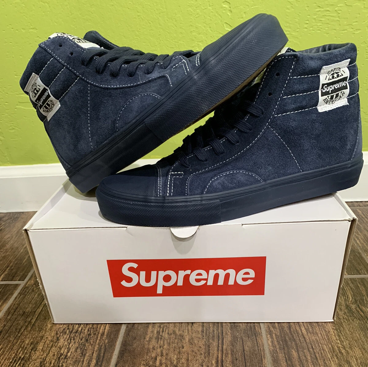 Supreme x Vans Amérindien Sk8 Hi coffre fort bleu marine WTAPS taille 8,5 neuf