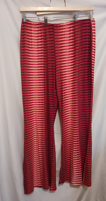 Say Anything Casual Pull On Pants Women 3X Pink Striped Split Hem Stretchy Flare