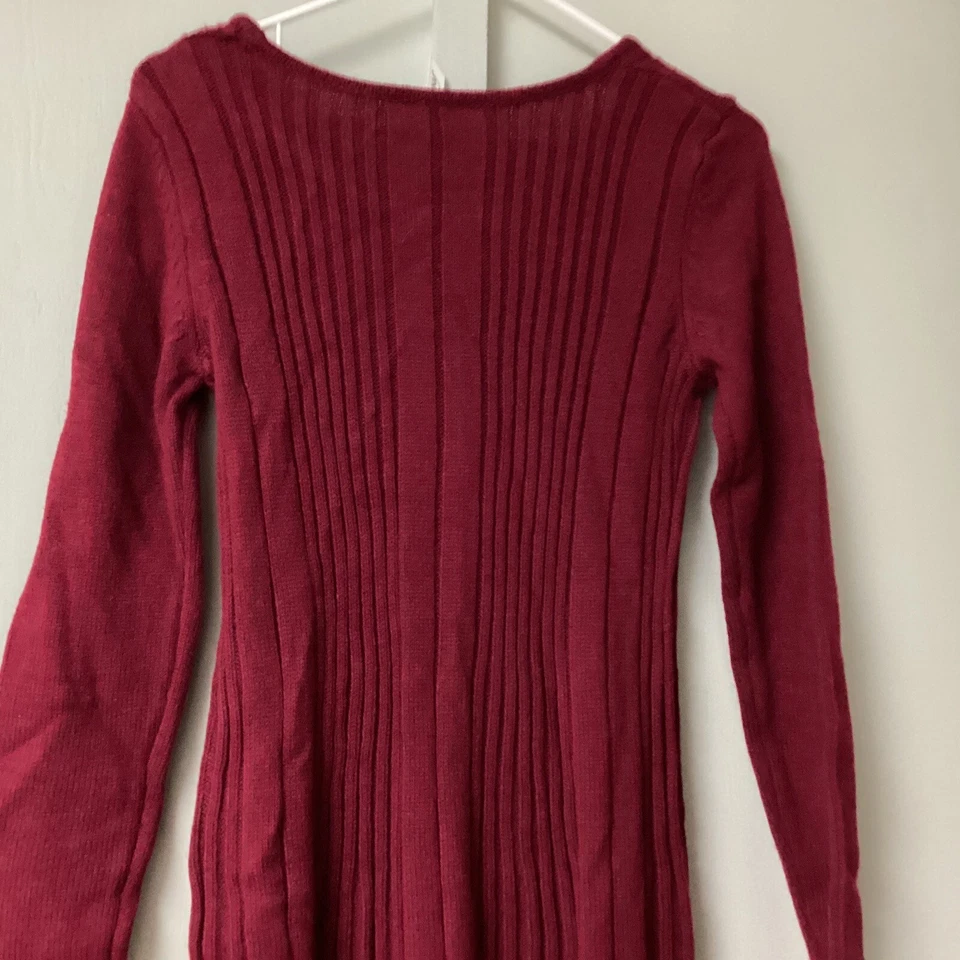 New NY Collection Size SP Women's Cable Knit Mini 3/4 Sleeve Sweater Dress Red - Image 3 of 4