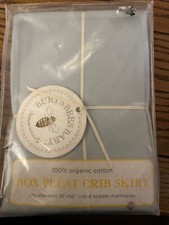 New Burt's Bees Organic Cotton Crib Skirt in Sky Blue Fits 28  x52  Crib Mattress