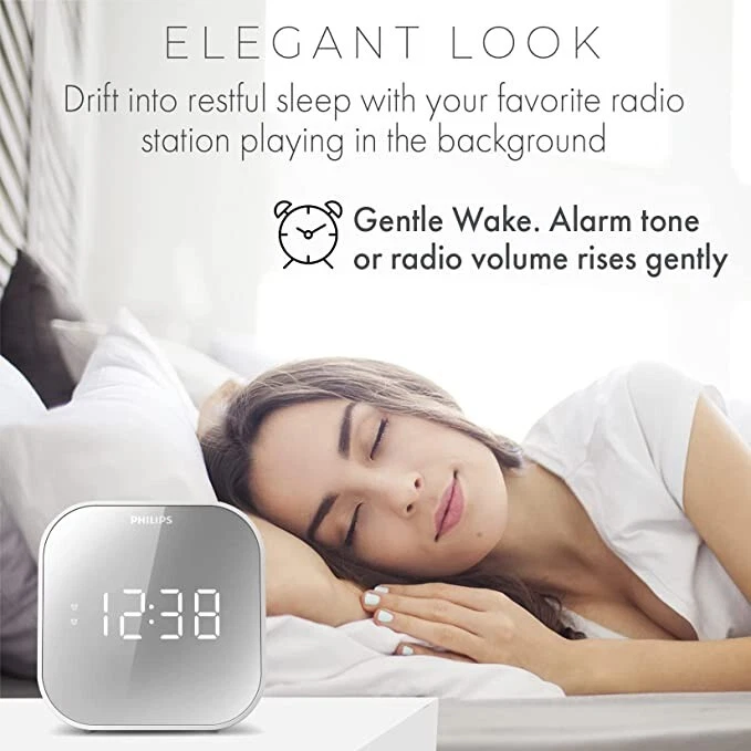 Radio reloj despertador PHILIPS. Digital moderno. con puerto de carga USB. Alta calidad Foto 3 de 4