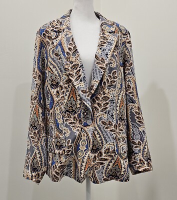 Marée Pour Toi Paisley Printed Blazer Jacket Lightweight Colorful Size 18