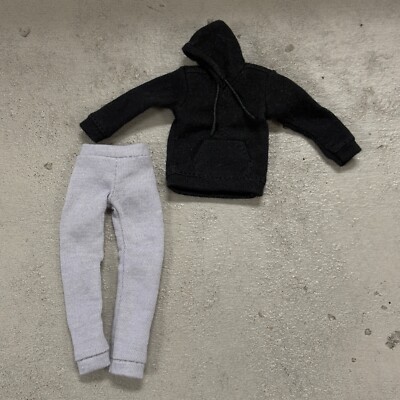 PB-PETEB-SET: 1/12 Black Hoodie & Grey Sweat Pants for 6'' slim Spiderman body