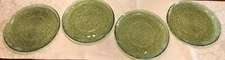 4 Vtg 1960s MCM Anchor Hocking Avocado Soreno Green Glass Bark Dinner Plate 10"