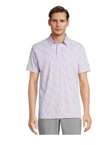 XL Easy Care/Comfort Stretch/UV Protection Lavander Floral Print Golf Polo #4806 - 第 2/5 張圖片