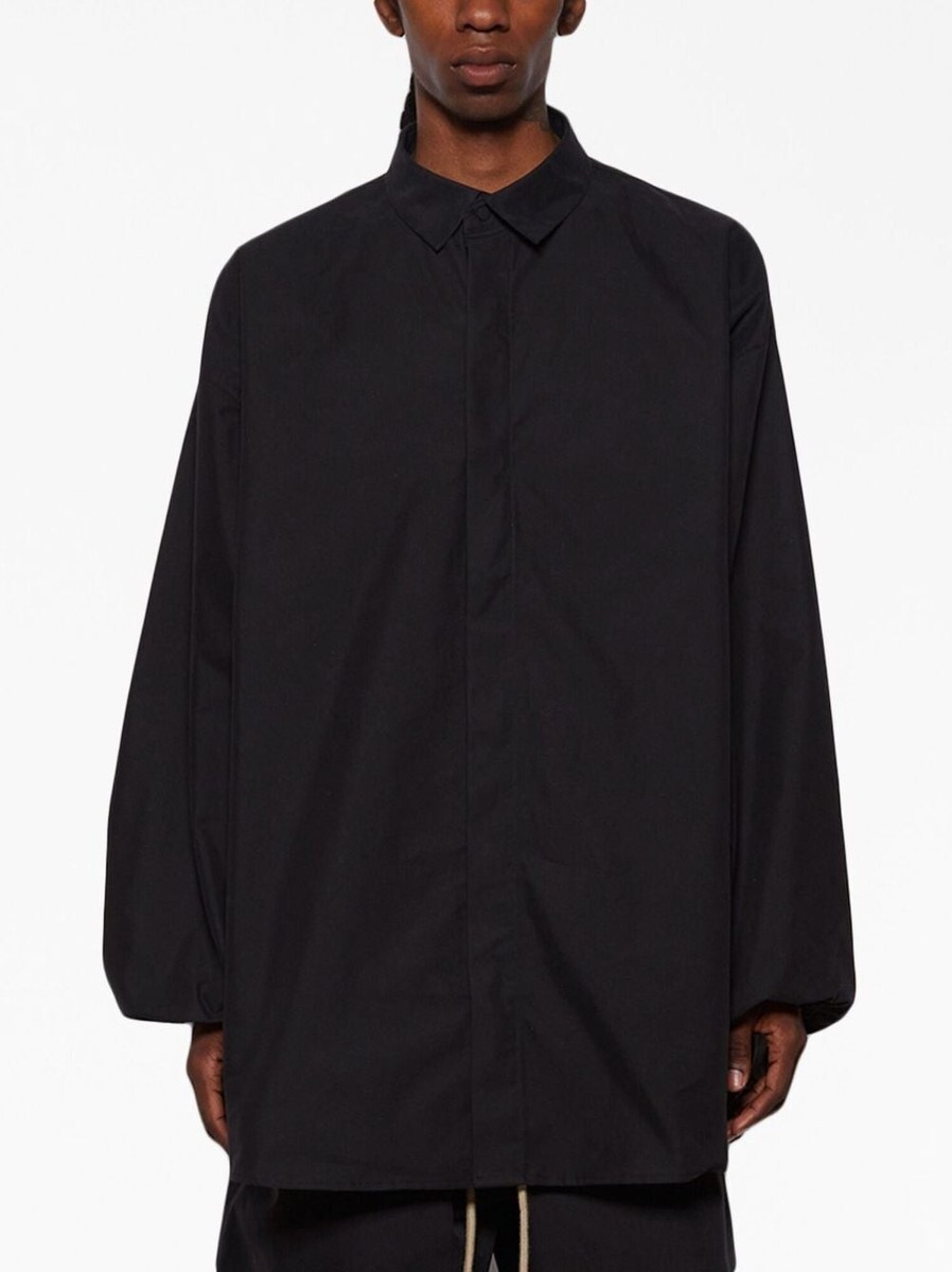 Fear Of God ESSENTIALS Black Cotton- Blend Collar Button Up Shirt