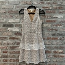 Michael Kors Floral Lace Dress Sleeveless V-Neck Size 8 White 