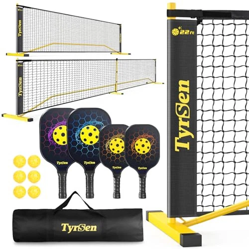 Pickleball Set with Net, 22 FT Regulation Size & 11 FT Half Court Size Pickleball Set with Net, 22 FT Regulation Size & 11 FT Half Court Size