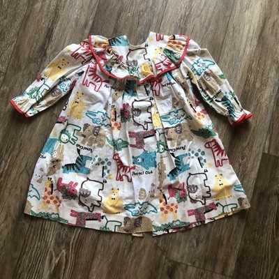 Cookie Crunchers Dress Girls 2T White Trapeze & Swing Animal Print Ruffle