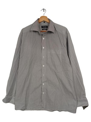 SON OF A TAILOR Herren Business Hemd Grau Gestreift Gr. 50/L Baumwolle