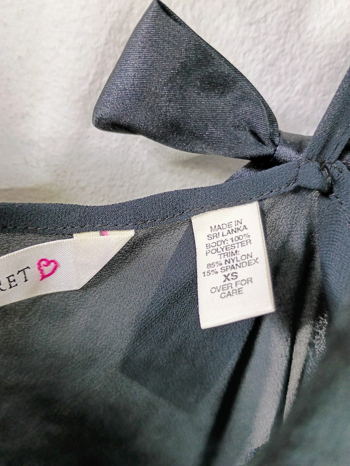 UNDERCOVER Camicia da notte vintage Victoria's Secret in chiffon elasticizzato pizzo nero XS