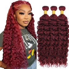 Wine Red Water Wave Human Hair Bundles 14 16 18 Inch 3 Pack