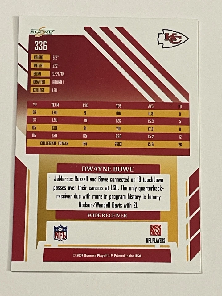 2007 Score Atomic Dwayne Bowe Rookie SP - Image 2 of 2