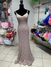 Size 1 Pink Rose Gold Lace Prom Homecoming Pageant Evening Gown Formal Dress NWT