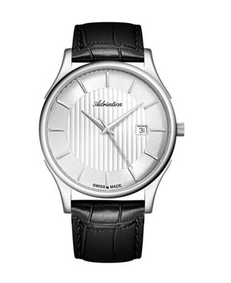 ADRIATICA Men Quartz Casual Watch Classic Dress Silver Dial Waterproof Swiss