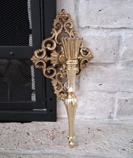 Vtg Hollywood Regency  Brass Wall Sconce Orna...