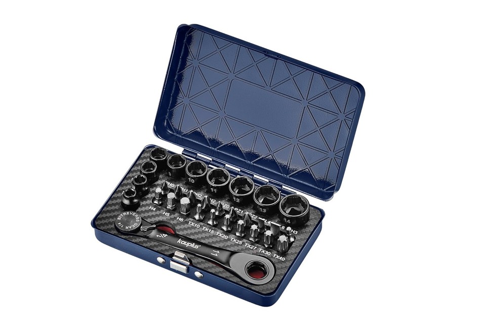 Mini Reversible Ratchet Wrench Tool Kit, 32 PCS Low Profile Socket Set ...