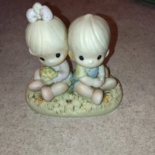 1996 Precious Moments LOVE ONE ANOTHER 272507 Boy  Girl Enesco Porcelain Figure