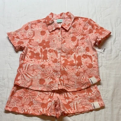 Disney Moana 2 Niños Melocotón Coral Algodón Gasa Juego Camisa Pantalones Cortos Talla 8 M - Imagen 1 de 4