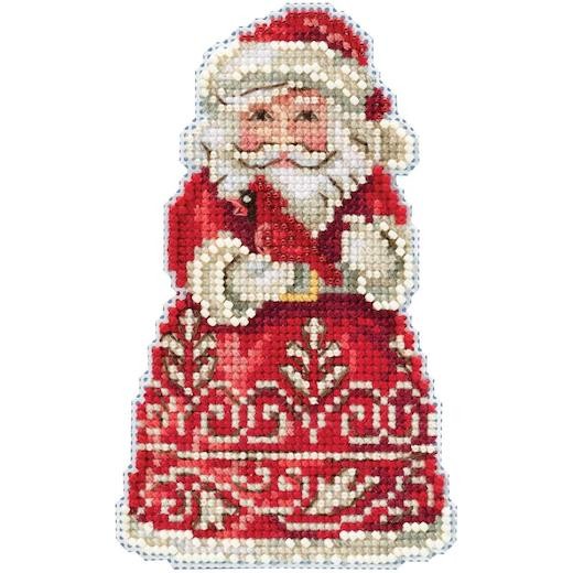 Mill Hill/Jim Shore 14ct Cross Stitch Kit 5""x3.5"" - Santa With Cardinal