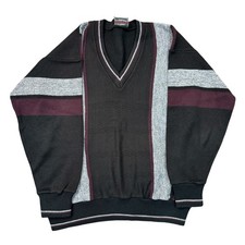 Classic Collection Knit Jumper Sweater Wool Blend V Neck Brown Mens Large