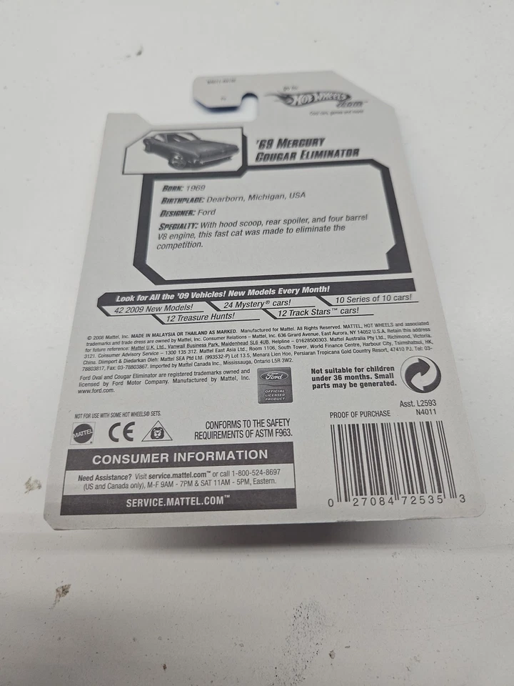 Hot Wheels 2009 New Models ’69 MERCURY COUGAR ELIMINATOR Burnt Orange w/5s 8/42 - Image 2 of 2