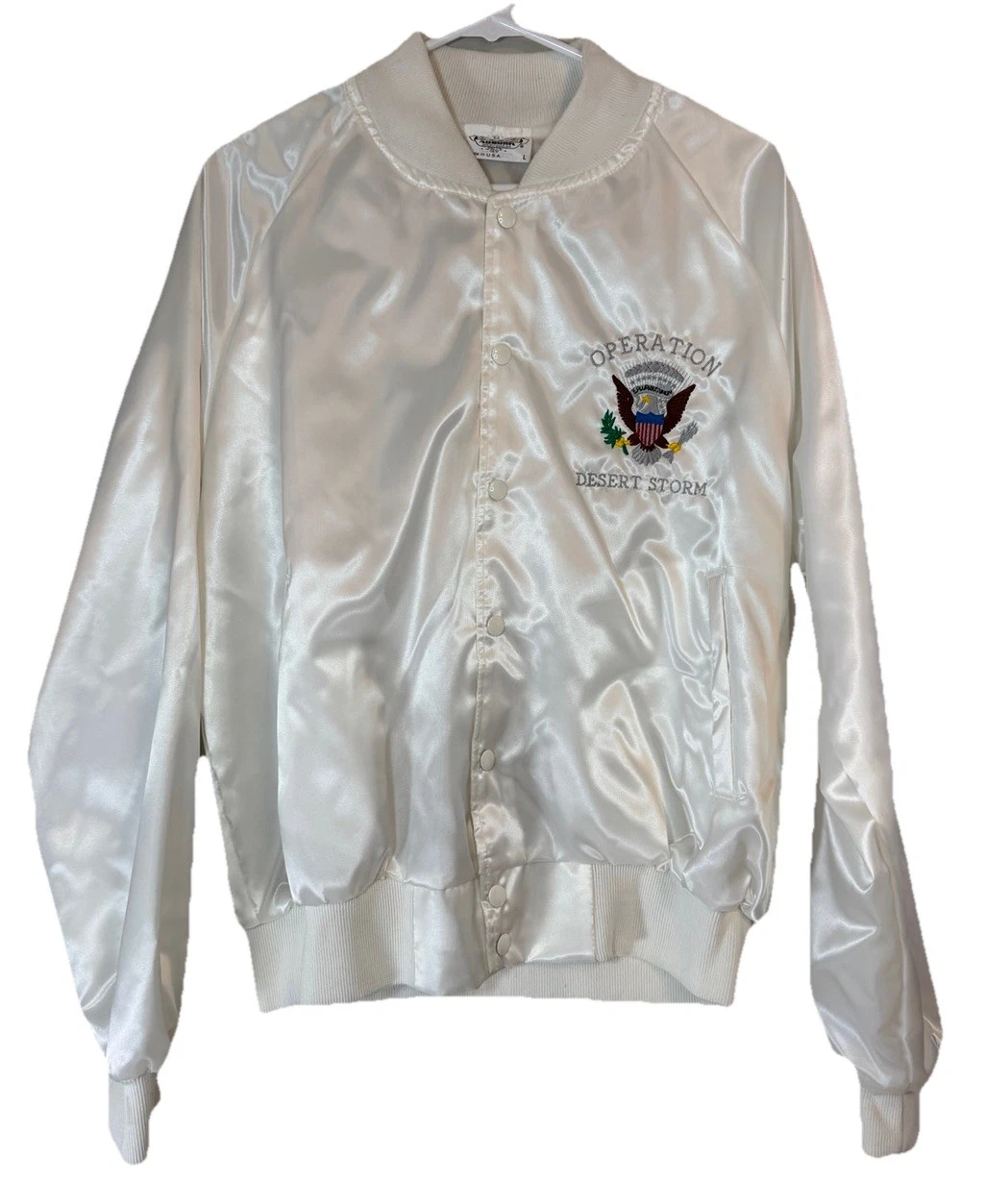 Operation Desert Storm Vintage Coach Jacket 90s Men’s Large White Military USA