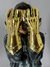Gold Stainless Steel Medieval Gauntlets: Crusader Knight Armour Gloves