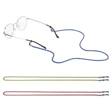 3 Pcs Eyeglass Strap, 27.6 Inch Leather Eyeglass Chains, Green/Red/Dark Blue