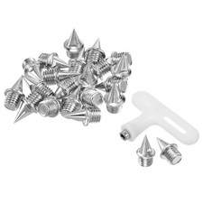 20 Stck. 1/4 Zoll Stahl Spur Spikes konisch Ersatz Spikes mit Schraubenschlüssel Silber