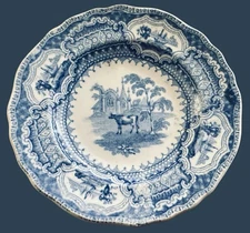 Antique Staffordshire George Phillips Transferware Childs Miniature Plate 3-5/8"