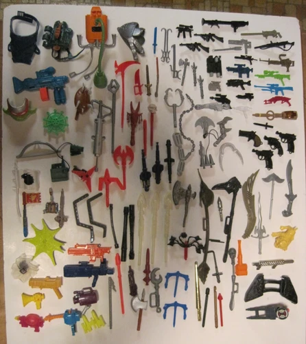 VTG 1980s-90s ACTION FIGURE ACCESSORY LOT TMNT, GI JOE, MOTU, POWER RANGERS ETC