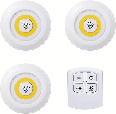 3x LED Wireless Puck Lamps Closet Under Cabinet Lighting With Remote Control US