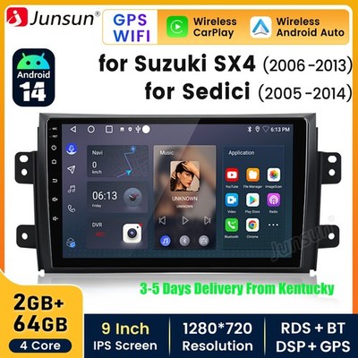 2+64G Carplay Android14 9''For Suzuki SX4 06-13 Sedici 05-14 Car Stereo Radio GPS