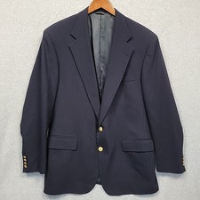 Vintage Polo University Club Ralph Lauren Blazer 44R Men Blue Wool Brass Buttons