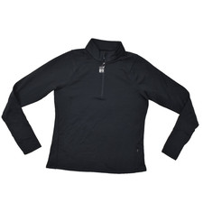 DSG Women's Run Grid 1/4 Zip Pullover Sweatshirt Pure Black Size L Polyester NEW