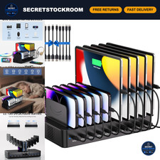 100W Multi-Device Charging Station, 10-Port USB Fast Charger, Quick Charge Hub