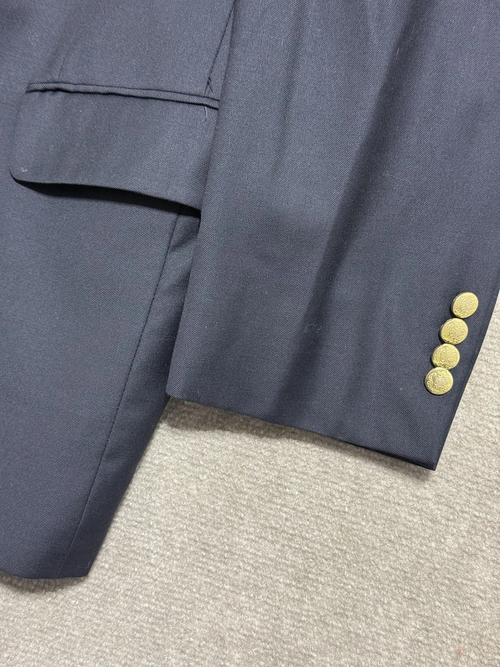 Jos. A. Blazer Bank Para Hombres 46 Corto Azul Marino 100% Lana Cortoso Firma Botones Dorados Foto 2 de 4