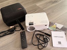 DBPower T20 Portable Mini Projector 1080P HD 1500 Lumens HDMI USB VGA with case