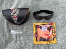 Vintage Ed Hardy Sunglasses EHS-030 White Tiger Sunglasses Black with Case RARE