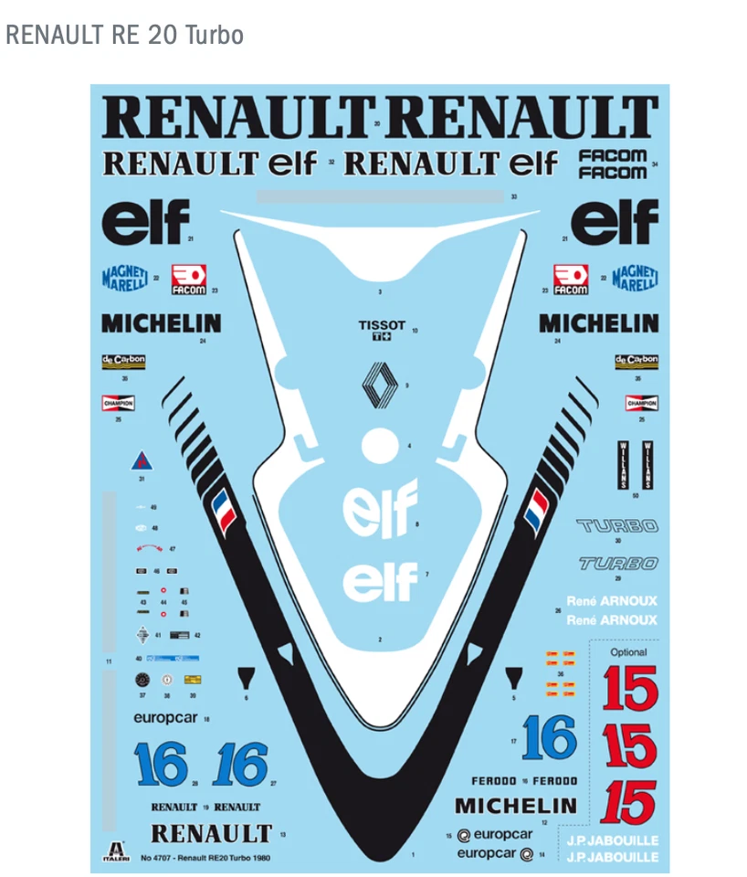 ITALERI RENAULT RE 20 TURBO F1 - 4707 scala 1/12 - KIT MONTAGGIO - Immagine 4 di 4