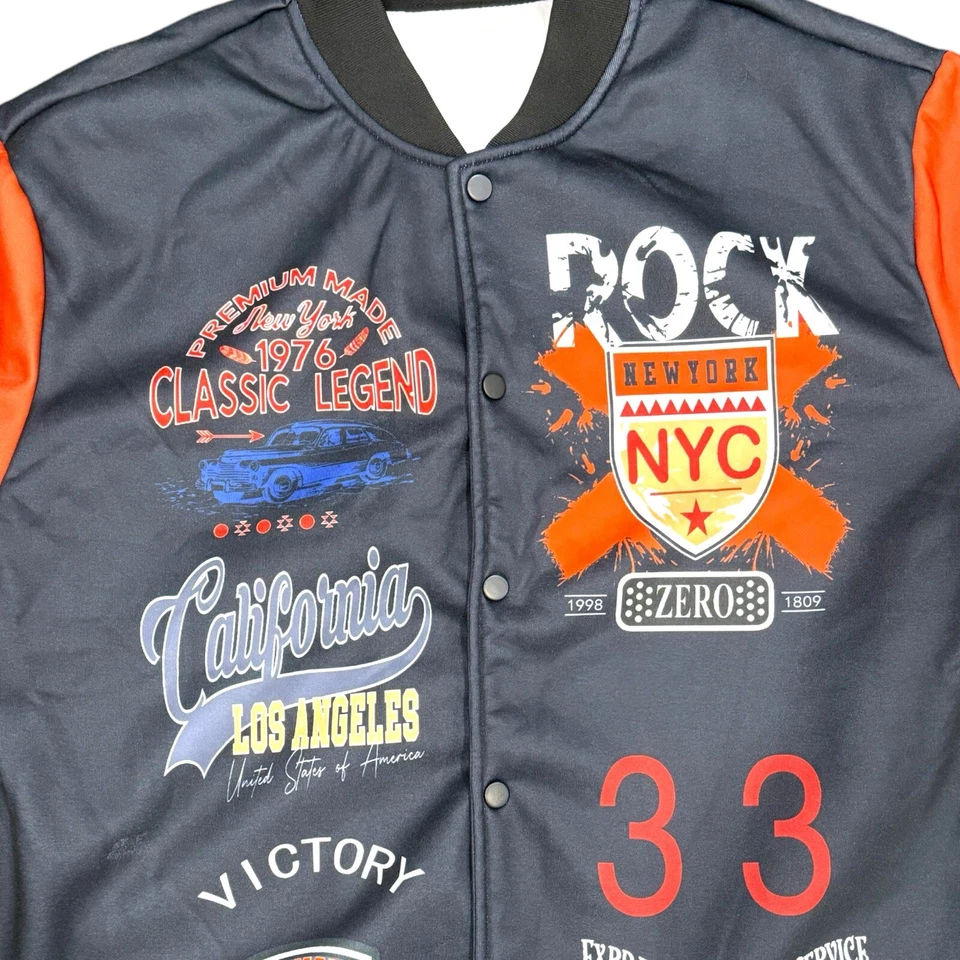 VINTAGE BASKETBALL Slogan Bomber Varsity Jacket Size XL - Image 2 of 3