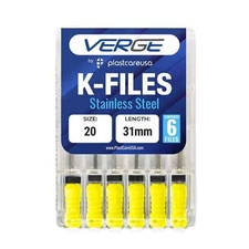 VERGE 31mm Endo K Files, Stainless Steel, #20 Yellow 6/Pk